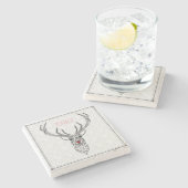 Zwart Modern Kerst Herten Rood Accent Stenen Onderzetter (Zijkant)