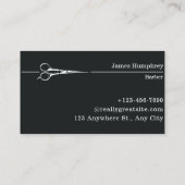 Zwart Modern Klassiek Haar Stylist Barbershop Visitekaartje (Achterkant)