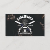 Zwart Modern Klassiek Haar Stylist Barbershop Visitekaartje (Voorkant)