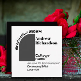 Zwart modern letter wit afstuderen Platte Kaart