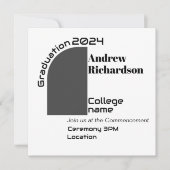 Zwart modern letter wit afstuderen Platte Kaart (Voorkant)