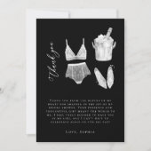 Zwart Modern Lingerie Vrijgezellenfeest Bedankkaart (Voorkant)