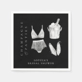 Zwart Modern Lingerie Vrijgezellenfeest Servet (Voorkant)
