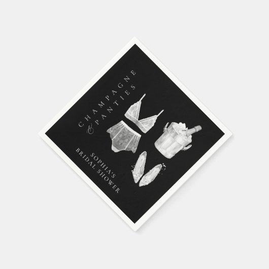 Zwart Modern Lingerie Vrijgezellenfeest Servet (Hoek)