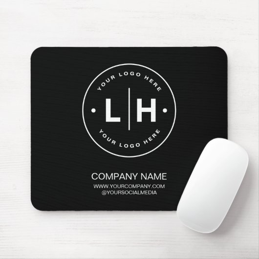 Zwart Modern Logo Gepersonaliseerd Muismat (Met muis)
