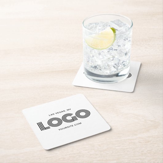 Zwart Modern Logo Promo Kartonnen Onderzetters (Insitu)