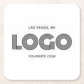 Zwart Modern Logo Promo Kartonnen Onderzetters (Voorkant)