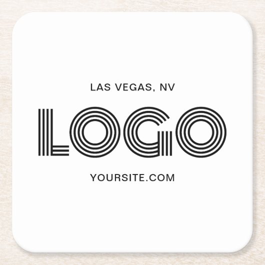 Zwart Modern Logo Promo Kartonnen Onderzetters (Voorkant)