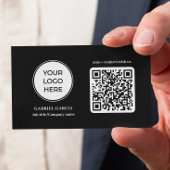 Zwart Modern Logo QR Code Visitekaartje