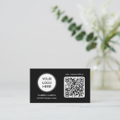 Zwart Modern Logo QR Code Visitekaartje (Staand voorkant)