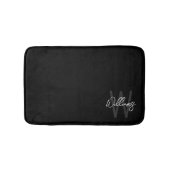 Zwart modern Manuscript Gepersonaliseerd Monogram Badmat (Voorkant)