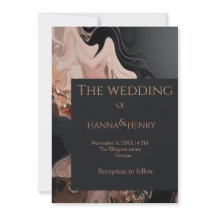 Zwart Modern Marmer textuur uitnodiging