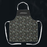 Zwart-modern minimaal botanisch elegant personalis schort<br><div class="desc">Modern minimum bladage green script gepersonaliseerd apron. Met de hand geschilde eucalyptus, een minimale bladermassa en een moderne rustige rivierkreet geven dit ontwerp een luxueus gevoel. In de klas groenen, browns, zwart, groen en grijs.</div>