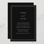 Zwart Modern Minimaal Bruiloft Kaart (Voorkant / Achterkant)