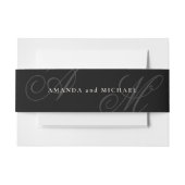 Zwart Modern Minimaal Elegant Monogram Bruiloft Uitnodigingen Wikkel (Voorkant Voorbeeld)