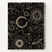 Zwart Modern Minimaal Illustratief Universum Notitieboek (Achterkant)