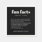 Zwart Modern Minimal Fun Facts Verjaardag Servet (Voorkant)