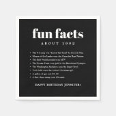 Zwart Modern Minimal Fun Facts Verjaardag Servet (Voorkant)