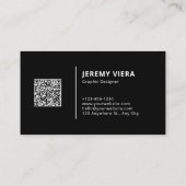 Zwart Modern Minimal Logo en QR Code Visitekaartje (Achterkant)