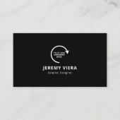 Zwart Modern Minimal Logo en QR Code Visitekaartje (Voorkant)