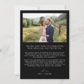 Zwart Modern Minimalist 2 foto bruiloft Bedankkaart (Achterkant)