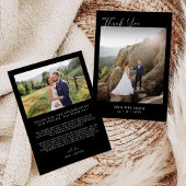 Zwart Modern Minimalist 2 foto bruiloft Bedankkaart