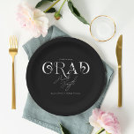 Zwart Modern Minimalist | Afstudeerfeest Papieren Bordje<br><div class="desc">Moderne zwart-wit moderne typografie party borden. Beginnend met een fabelachtige gedrukte uitnodiging, zet de toon met een uniek ontwerp en draag het thema vervolgens door het hele evenement. Uw evenement zal afbeelding perfect zijn van begin tot eind met speciale kleine extra's. Voeg uw aangepaste formulering toe aan dit ontwerp door...</div>