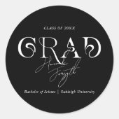 Zwart Modern Minimalist | Afstudeerfeest Ronde Sticker (Voorkant)