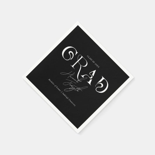 Zwart Modern Minimalist | Afstudeerfeest Servet (Hoek)