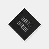 Zwart Modern Minimalist Elegant Jouw naam Servet (Hoek)