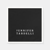 Zwart Modern Minimalist Elegant Jouw naam Servet (Voorkant)