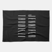 Zwart Modern Minimalist Elegant Jouw naam Theedoek (Horizontaal)