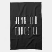 Zwart Modern Minimalist Elegant Jouw naam Theedoek (Verticaal)