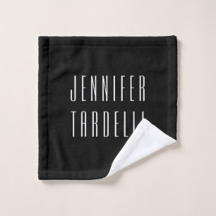 Zwart Modern Minimalist Elegant Jouw naam Washandje