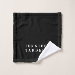 Zwart Modern Minimalist Elegant Jouw naam Washandje