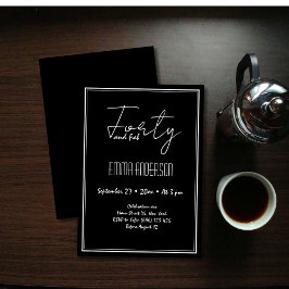 Zwart Modern Minimalistisch 40e verjaardag Kaart