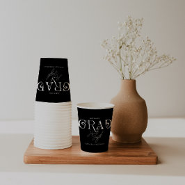 Zwart Modern Minimalistisch | Afstudeerfeest Papieren Bekers