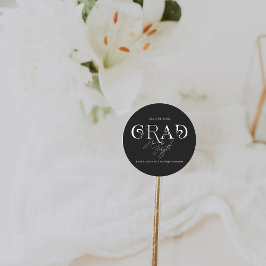 Zwart Modern Minimalistisch | Afstudeerfeest Ronde Sticker