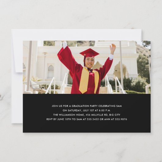 Zwart Modern Minimalistisch Afstuderen Aankondigin Kaart (Achterkant)