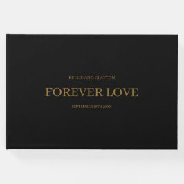 Zwart modern minimalistisch bruiloft gastenboek