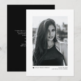 Zwart Modern Minimalistisch foto Afstuderen Aankondiging
