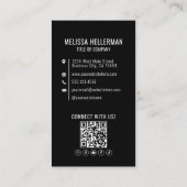 Zwart Modern Minimalistisch Foto QR Code Logo Visitekaartje (Achterkant)