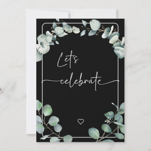 Zwart Modern minimalistisch groen Eucalyptus Bruil Kaart (Achterkant)