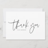 Zwart modern minimalistisch handgeschreven script bedankkaart (Voorkant)