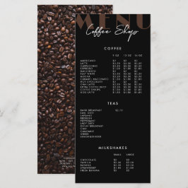 Zwart modern minimalistisch koffie shop menu
