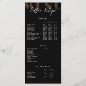 Zwart modern, minimalistisch Koffiewinkelmenu Menu (Voorkant)