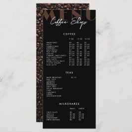 Zwart modern, minimalistisch Koffiewinkelmenu Menu