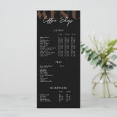 Zwart modern minimalistisch koffiezaakmenu menu (Staand voorkant)