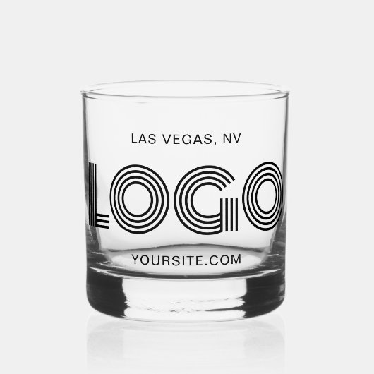 Zwart Modern Minimalistisch Logo Promo Whisky Glas (Voorkant)