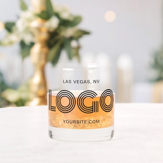 Zwart Modern Minimalistisch Logo Promo Whisky Glas (Insitu (Huwelijk))